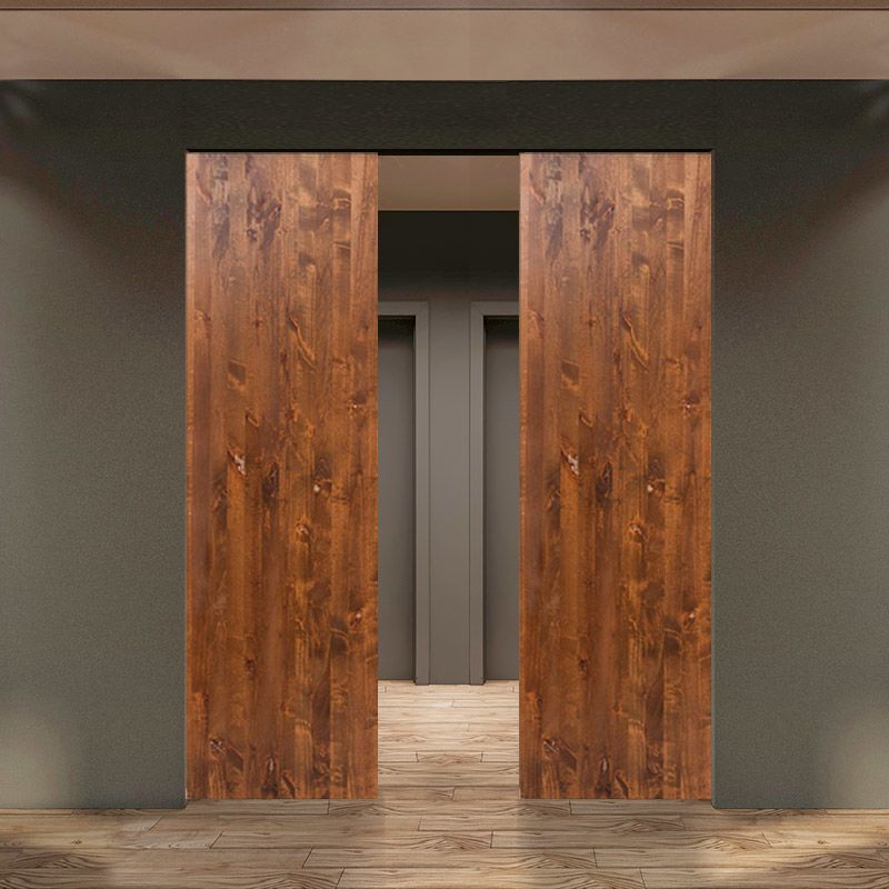 Modern Slab Double Converging Pocket Doors Rustica
